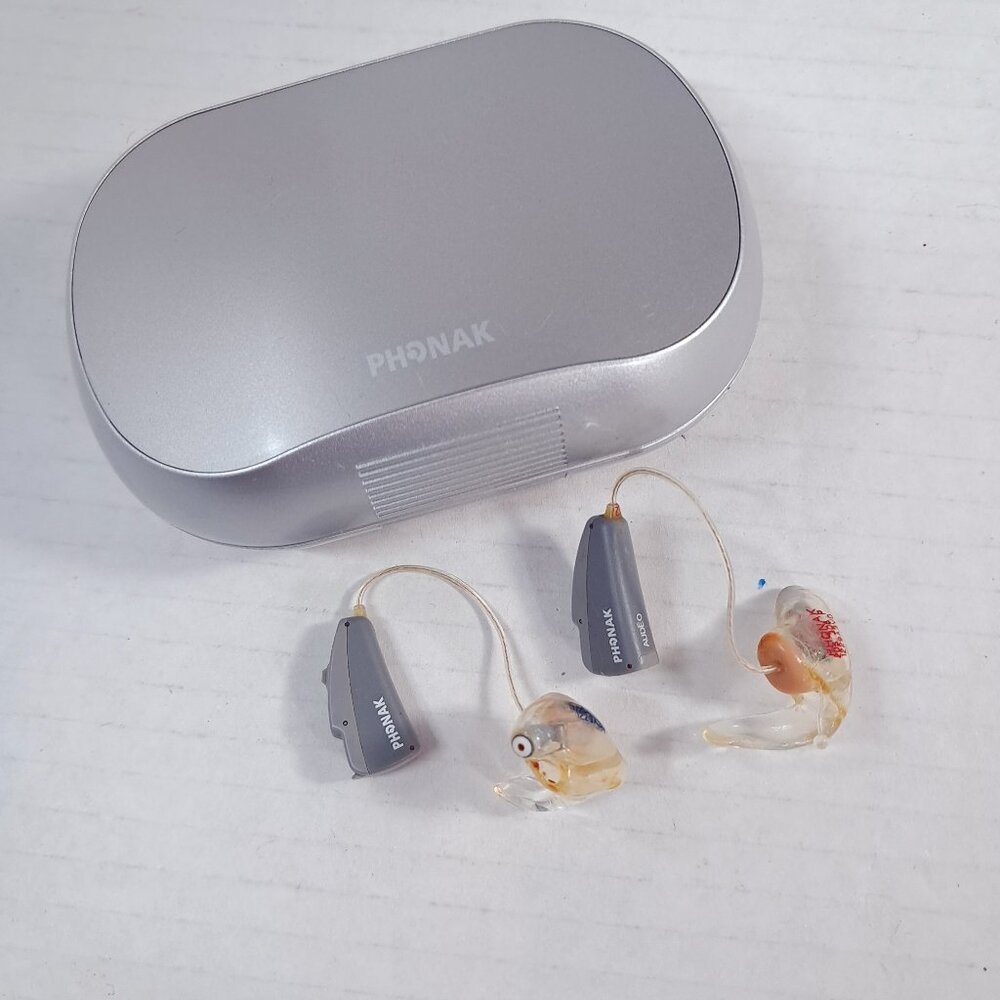 Phonak Audeo S Smart IX Hearing Aids‎ left right gray grey with case FOR PARTS